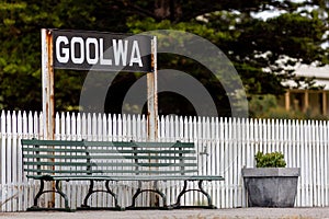 A bench seat at goolwa train station on the fleurieu peninsula goolwa south australia on 3rd April 2019