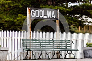 A bench seat at goolwa train station on the fleurieu peninsula goolwa south australia on 3rd April 2019