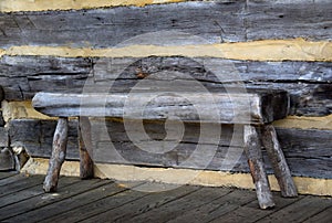 Bench Seat on Log Cabin Porch