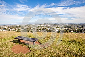 Bench seat from top of Mount Eden for looking over Auckland's c