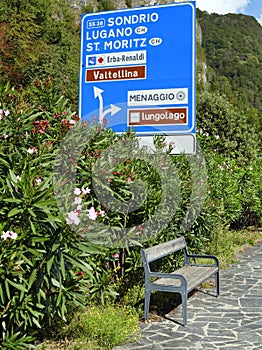 Bench on the shore of Como lake