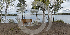 Bench on the Shore of Long Lake