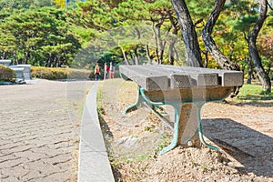 bench with sidewalk