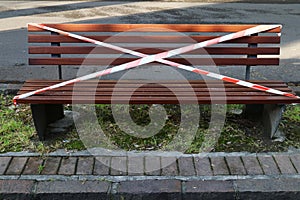 Bench, sitting prohibited, social distancing