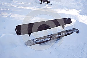 A bench in the snow
