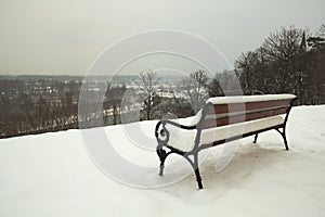 Bench in snow