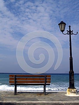 Bench and streetlight photo