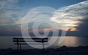 Bench at sunset in Croatia