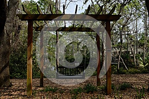 Bench Swing for Two in Backyard Setting