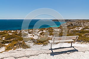 Bench with a view of Cape Spencer coastline at Innes National Park