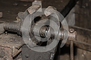 bench vise in old workshop
