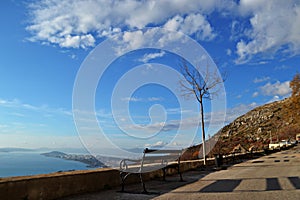 Bench whit a view on the sea and sky