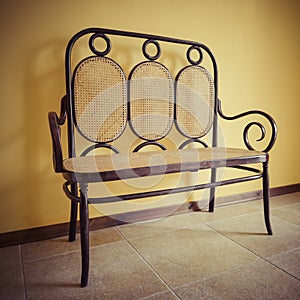 Bench with wickerwork