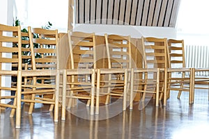 Benches and chairs at tables invite you to relax and unwind