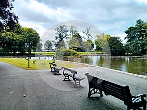 Benches , ducks , lake, South Park , Darlington photo