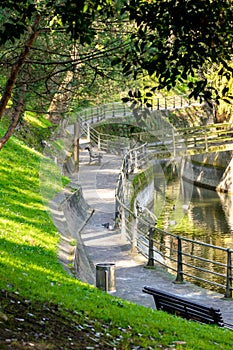 Benches and footpath for a walk