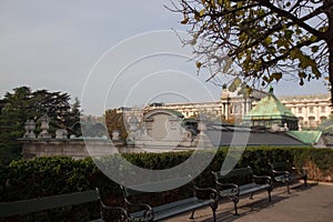 The benches in front of the National library of Austria in Vienna