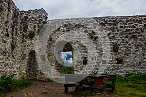 Benches in the inside part of the Trabzon castle