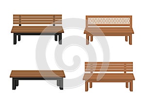 Benches isolated on white background.vector illustration.wooden construction.