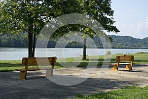Benches overlooking the Ohio River