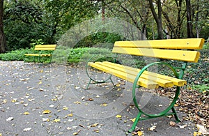Benches in the park