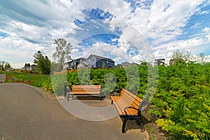 Benches in the Park in Happy Valley Residential Subdivision