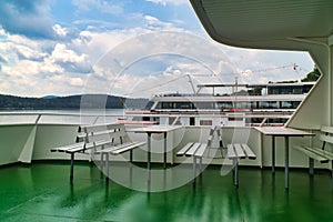 Benches on a passenger ship