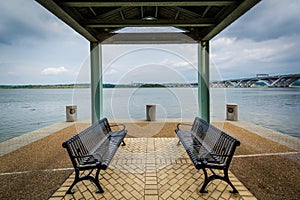 Benches on the Potomac River waterfront, in Alexandria, Virginia photo