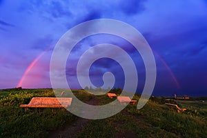 Benches and a rainbow