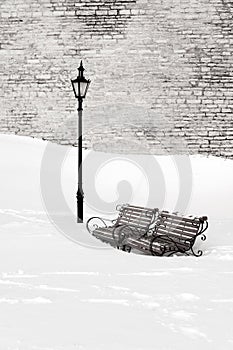 Benches in the snow