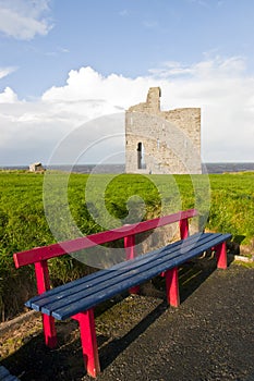 Benches to view Ballybunion beach and castle