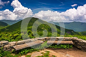 Benches and view of the Appalachians from Craggy Pinnacle