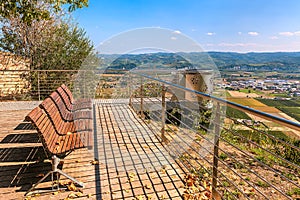 Benches on viewpoint in Italy.