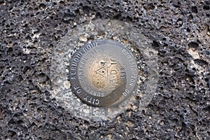 Benchmark found in volcanic rock