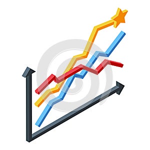 Benchmark graph chart icon isometric vector. Indicator performance