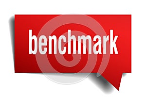 Benchmark red 3d speech bubble