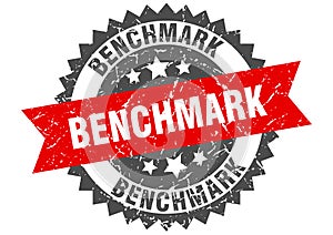 Benchmark stamp. benchmark grunge round sign.