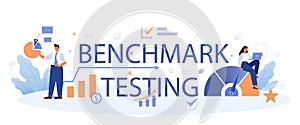 Benchmark testing typographic header. Idea of business development