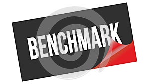 BENCHMARK text on black red sticker stamp