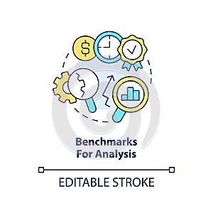 Benchmarks for analysis concept icon