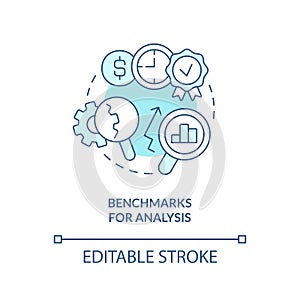Benchmarks for analysis turquoise concept icon