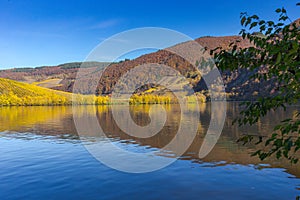 Bend in the Moselle river during autumn