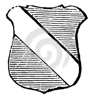 Bend Ordinary are generally occupies a fifth part of the shield, vintage engraving