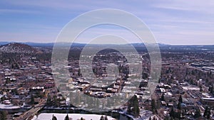 Bend, Oregon, Downtown, Aerial View, Winter Landscape, Deschutes River