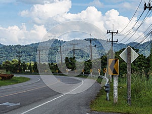 Bend road in countryside