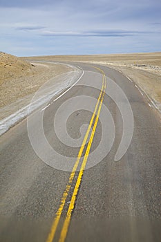 Bend road of desert