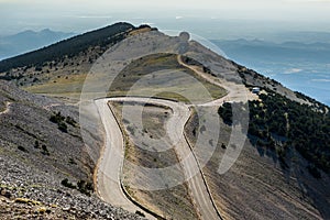 Bend road to Mount Ventoux, France