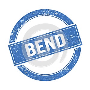 BEND text on blue grungy round stamp