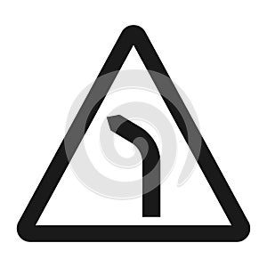 Bend to left warning sign line icon