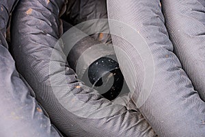 Bendable fabric hose is macro